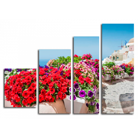 Модульная картина Цветы. Остров Санторини, Греция