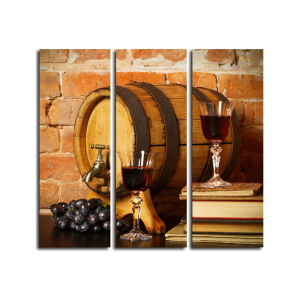 Модульная картина Бочонок вина, виноград