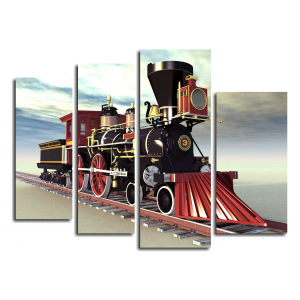 Модульная картина Паровоз. Old American Steam Locomotive