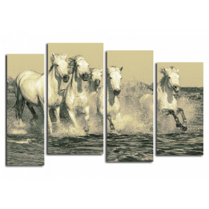 Модульная картина Белые лошади