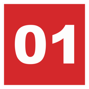 Знак безопасности светоотражающий «При пожаре звонить 01» (красный фон)