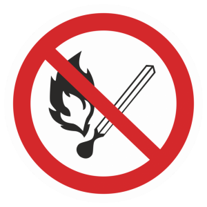 Знак безопасности P-02 «Запрещается пользоваться открытым огнем»