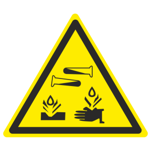 Знак безопасности светоотражающий W-04 «Опасно. Едкие и коррозионные вещества»